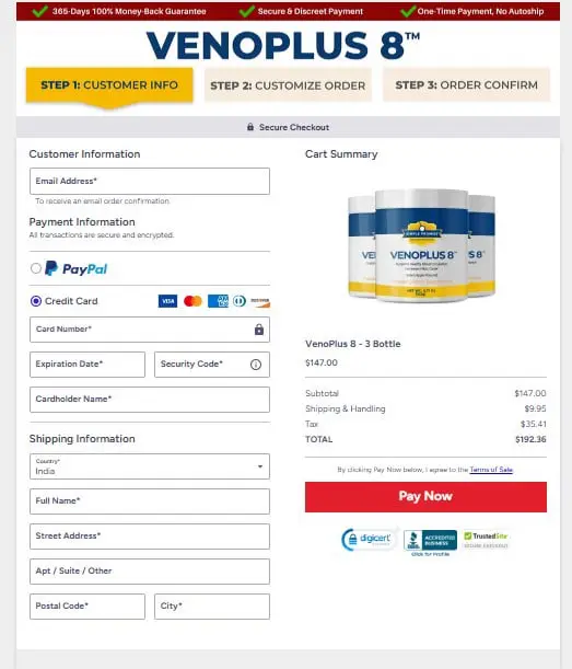 VenoPlus 8 Checkout